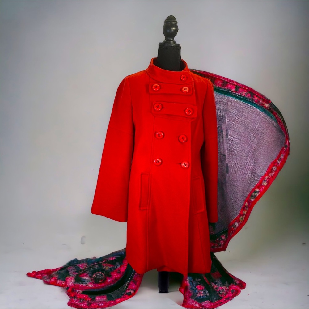 LIQUID BRAND WOMENS WOOL BLEND RED COAT Size 10